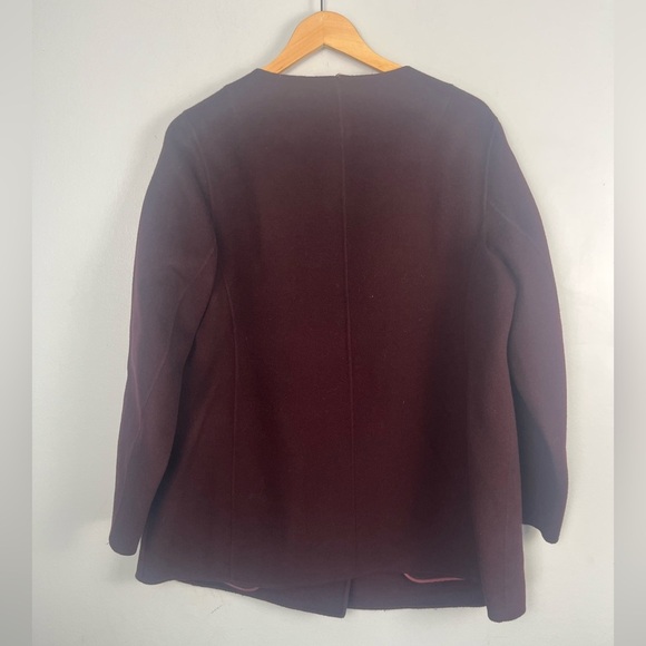 Talbots Burgundy Purple Boiled Wool Zip Blazer Jacket size 1X petite - Picture 7 of 7
